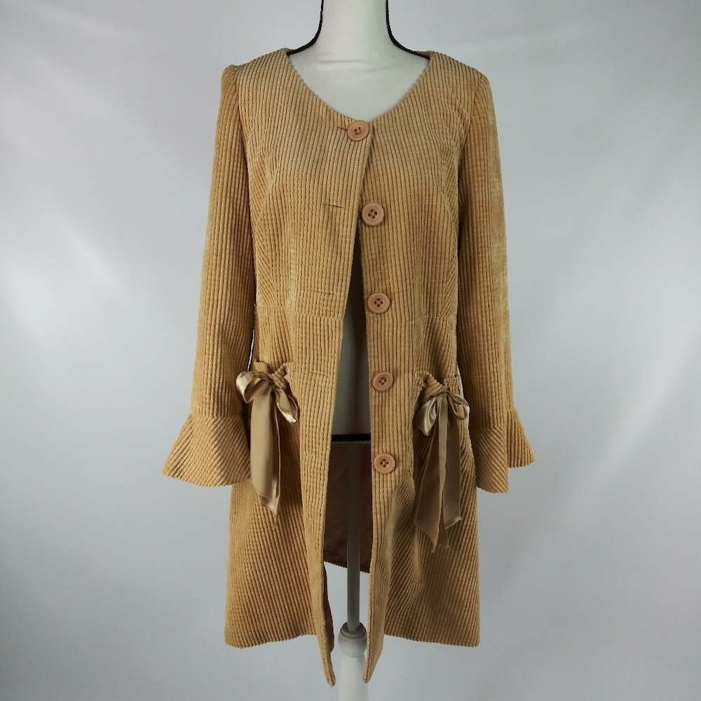 T. Bleu Jacket Bell Sleeve Long Bows Textured